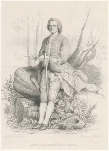 Hadde Rousseau rett? Var det «det spirende samfunn» som bragte volden inn i menneskets historie? Vandreren Rousseau, tegning av Charles Gabriel Gleyre, 1860.